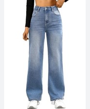 Wide Leg Jeans Sz Medium Blue Denim Y2K Vintage Streetwear HDLTE Womens Baggy