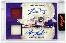 Jake Plummer/Anquan Boldin 2026 Leaf Spectacular Dual Auto Patch 4/5 DM-4 Purple