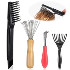 JJUNW 4 Pcs Hair Brush Cleaner Tool Set, Comb Cleaner Barber Brush, Maintenan...