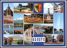 Vtg PC GENEVE Switzerland Multi-View Jet d Eau Flower Clock 1978 Jaeger K036