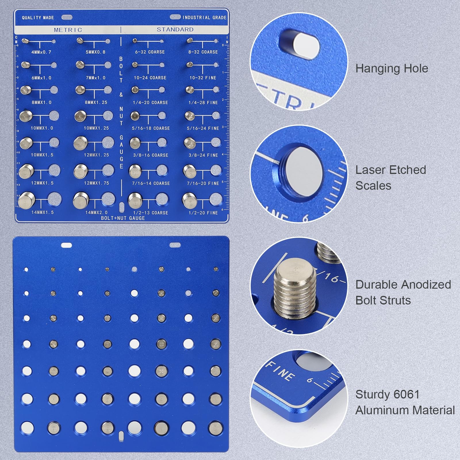 Square Thread Checker, Nut and Bolt Thread Checker, Bolt Size and Thread Iden...