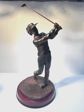 Herco Gifts Professional Women Copper Color Golfer Figurine Sculpture Resin