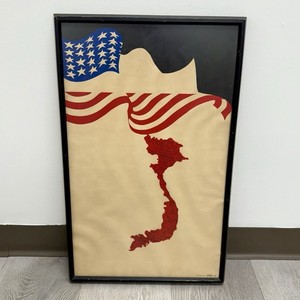 Original Vietnam War War Patriotic Print Dated 1968 Framed