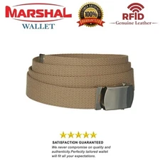 Khaki One Size Canvas Military Web Belt with Silver Slider Buckle