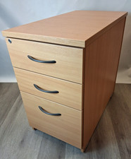 Beech Pedestal 3 Drawer Unit Office Under Desk Storage 44x80x74 cm