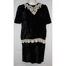 Vintage Gunne Sax Jessica McClintock Black Velvet Lace Dress Rare SZ 14 Vicorian