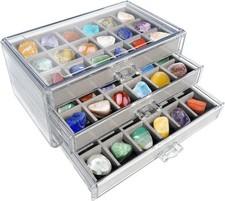 Rock Display Case, Rock Collection Box for Kids  Adults  Crystal Display Shelf