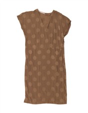 VINTAGE Womens Sheath Dress UK 14 Medium Brown Polka Dot DB12