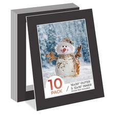 10 PCS 16x20 Photo Mat Black 4Ply Bevel 11.5x15.5 Open Fits 12x16 Picture