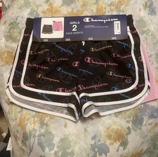 Champion Logo Girls' 2 Pack Active Stretch Comfort Shorts Size 14/16 New Pink