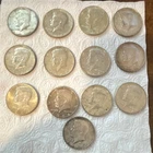 90% AG 1964 Kennedy Half Dollar Silver Coins Lot of 13 Circulated Uncertified