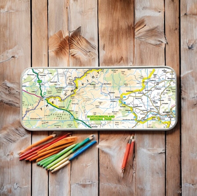 OS Map Metal Pencil Tin  Northumberland National Park 5060995493848
