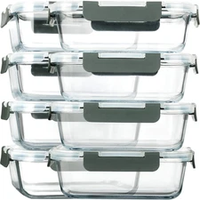 [8-Pack,30 Oz]Glass Meal Prep Containers,Glass Food Storage Containers,Airtight 
