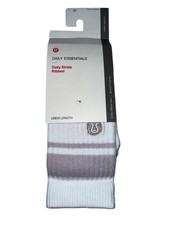 Lululemon Daily Stride Ribbed Crew Socks Tan Stripe White Cushioned Medium NEW