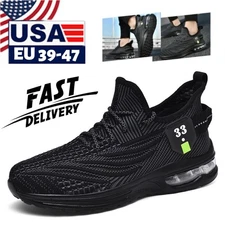 Men's Lightweight Casual Running Shoes Black Breathable Sports Shoes Sneakers