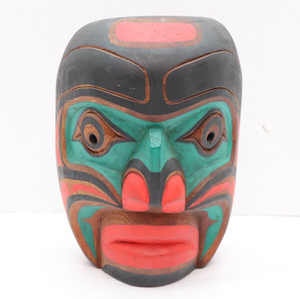 Northwest Coast Carved Wood mask Signed Dawson Kwakiutl Cedar Native American