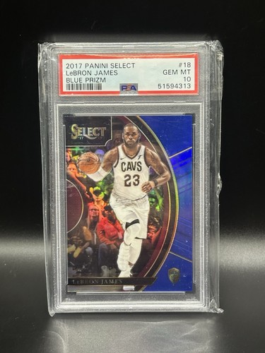 2017-18 PANINI SELECT #18 LEBRON JAMES BLUE PRIZM /299 PSA 10 GEM