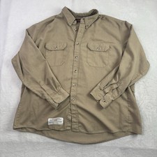 Bulwark Flame Resistant Beige Khaki Long Sleeve Button Up Collared Shirt Mens 3X