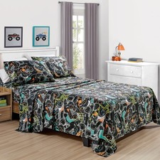 3-Piece Kids/Teens Monster Trucks Sheet Set - Soft Microfiber Multi-Color Pri...