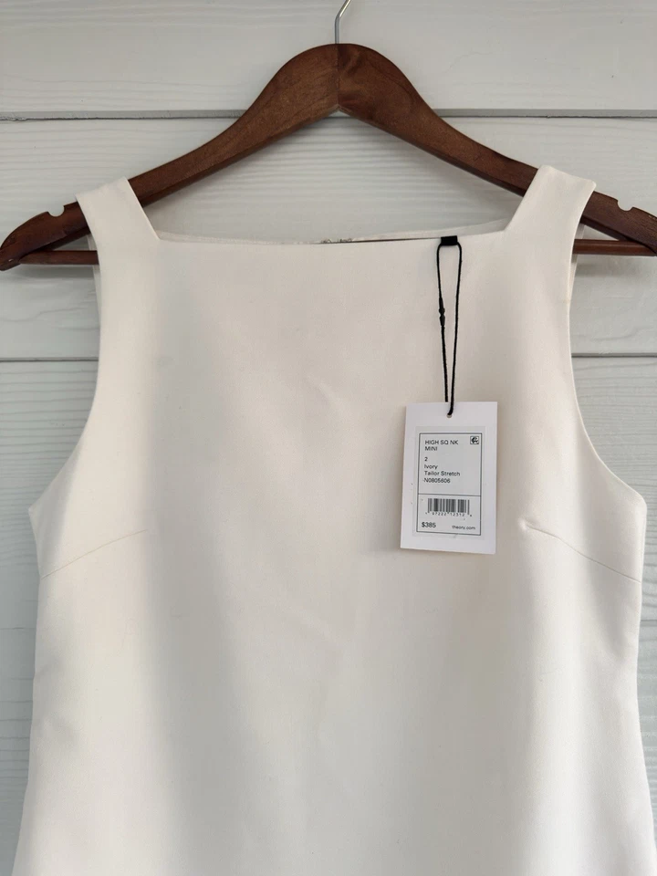 Nuevo con etiquetas Mini Vestido Theory Boatnik Shift en Arroz Mini Marfil Taylor Elástico Talla 2 $39 Foto 3 de 4