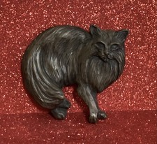 SALLY REECE ANIMAL SCULPTURES HAND MADE BRONZE RESIN CAT WALL PLAQUE