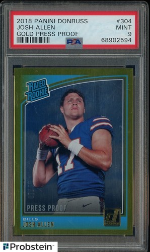 2018 Donruss Gold Press Proof #304 Josh Allen Bills RC Rookie 47/50 PSA 9 MINT