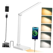 LED Desk Lamp with USB Ports, Touch Control, 5 Color Modes, 3 Brightness White