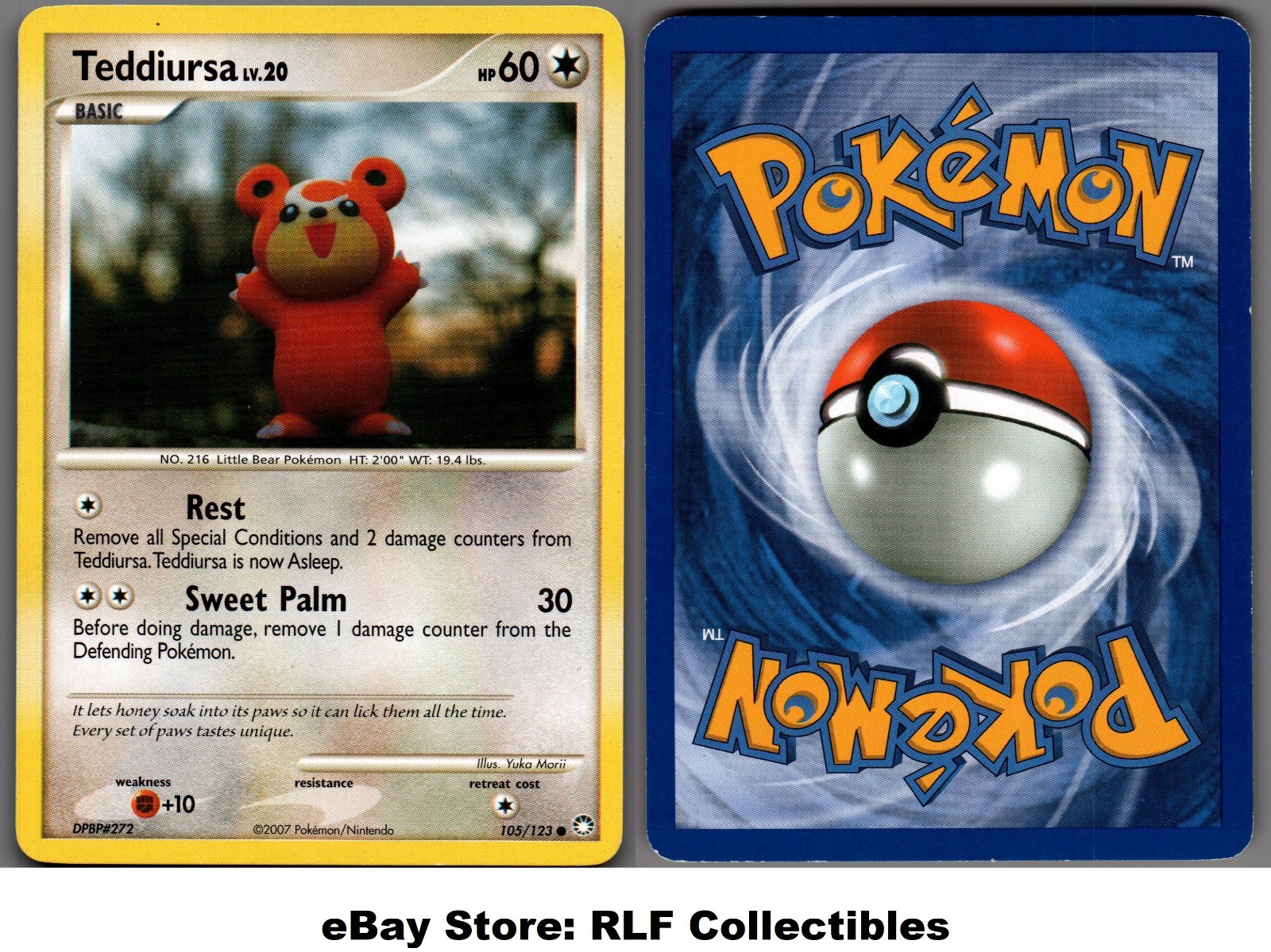 2007 Pokemon, D&P Mysterious Treasures, #105/123 Teddiursa Lv. 20, Common (b)