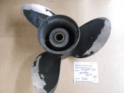 391290 Evinrude 1988 150hp V6 E150TLCCA Propeller SST 15x17 RH 15-spline D12