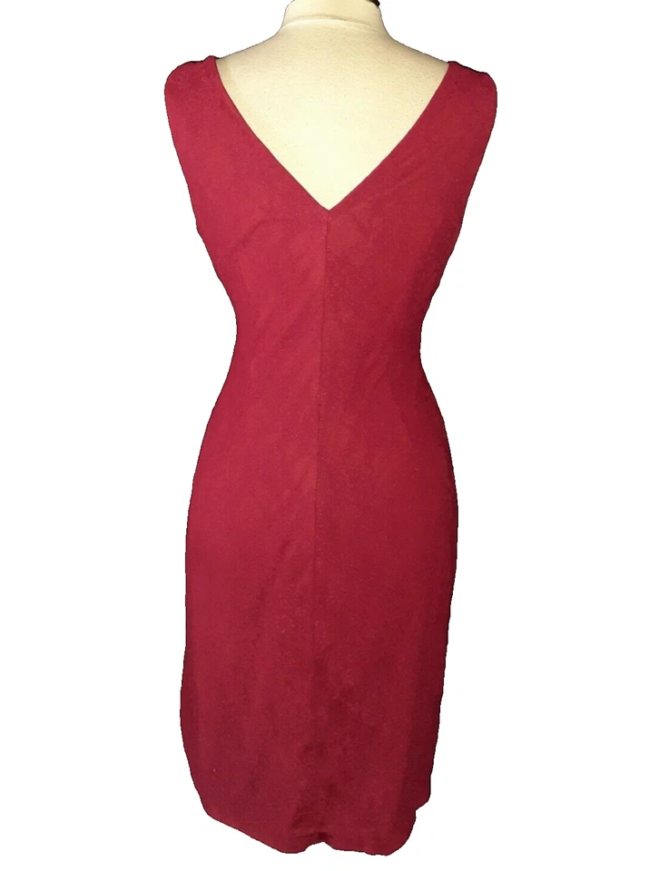 AMERICAN LIVING 12 码紧身连衣裙红色花卉蕾丝无袖及膝 — 第 4/4 张图片