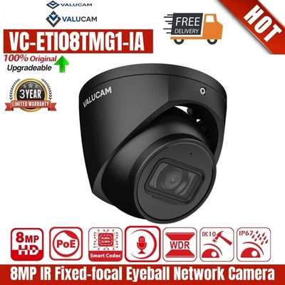 VALUCAM US 8MP 4k POE IP Camera MIC Human Vehicle Night Vision IR Home security black