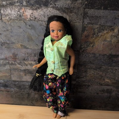 Vintage Kid Kore 8'' Doll 1990's Long Black Hair Braids 