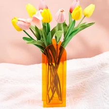 Sunset Orange Arch Acrylic Vase Modern Decorative Centerpiece for Home Table