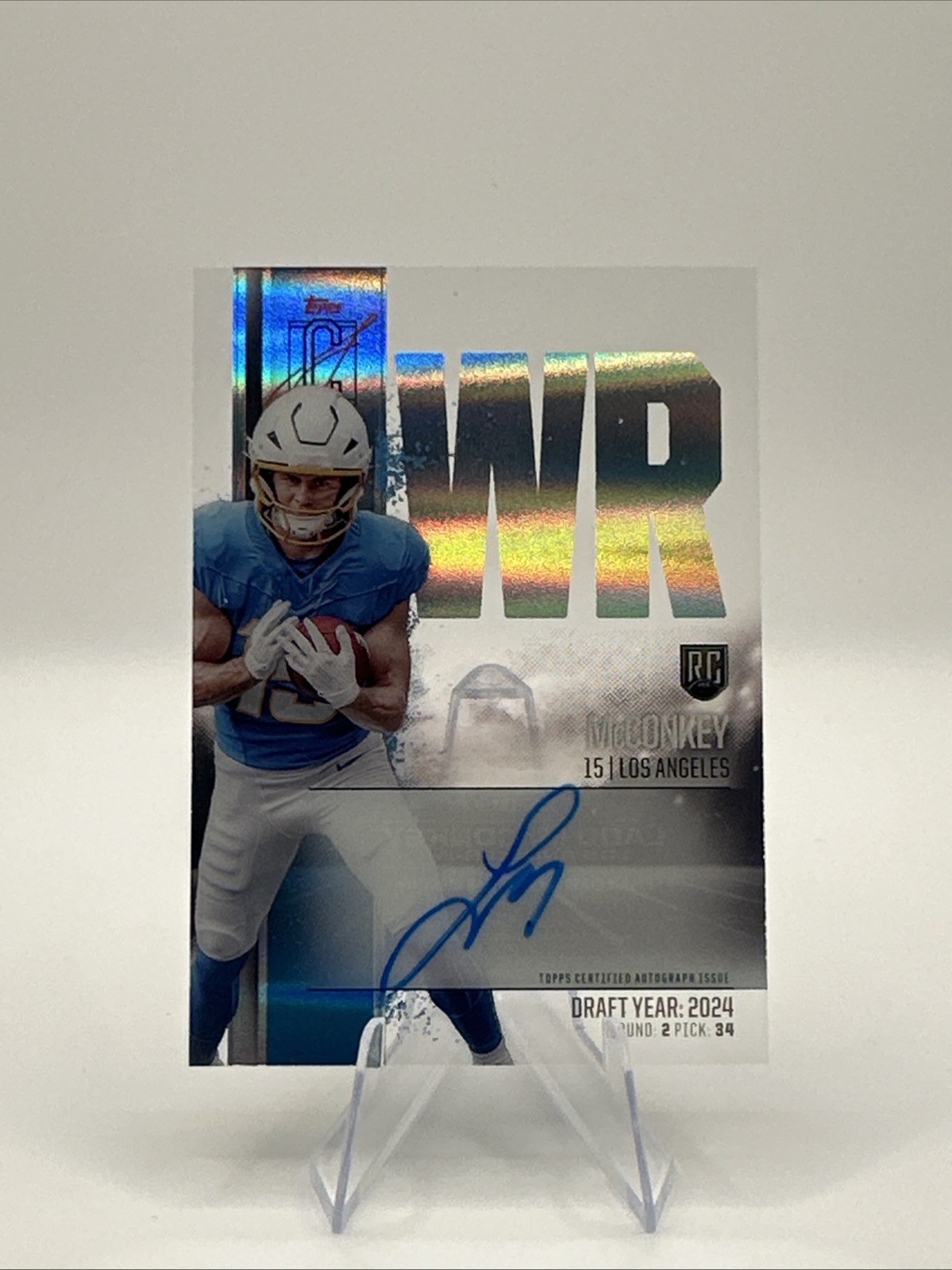 2024 Topps Signature Class Ladd McConkey Crystal Clear On Card Auto RC Chargers