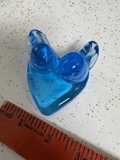 vtg double glass Bluebirds of Happiness on a heart signed Leo Ward 1987