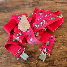 Yankee Forge Mens Christmas Suspenders Red Santa Claus Holiday Clip On Braces