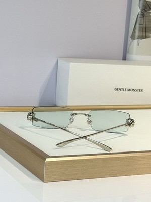 Gentle Monster Sunglasses Rimless Rectangle Blue Tint Silver Frame