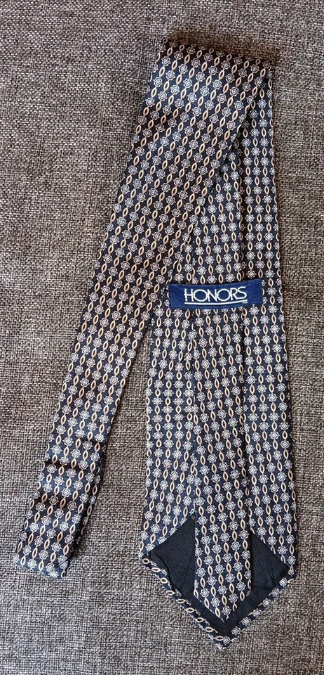 Corbata de Vestir Años 70 80 90 Y2K Nueva De Colección Stock Honores Azul Beige 4 Ancho 59 Largo Foto 3 de 4