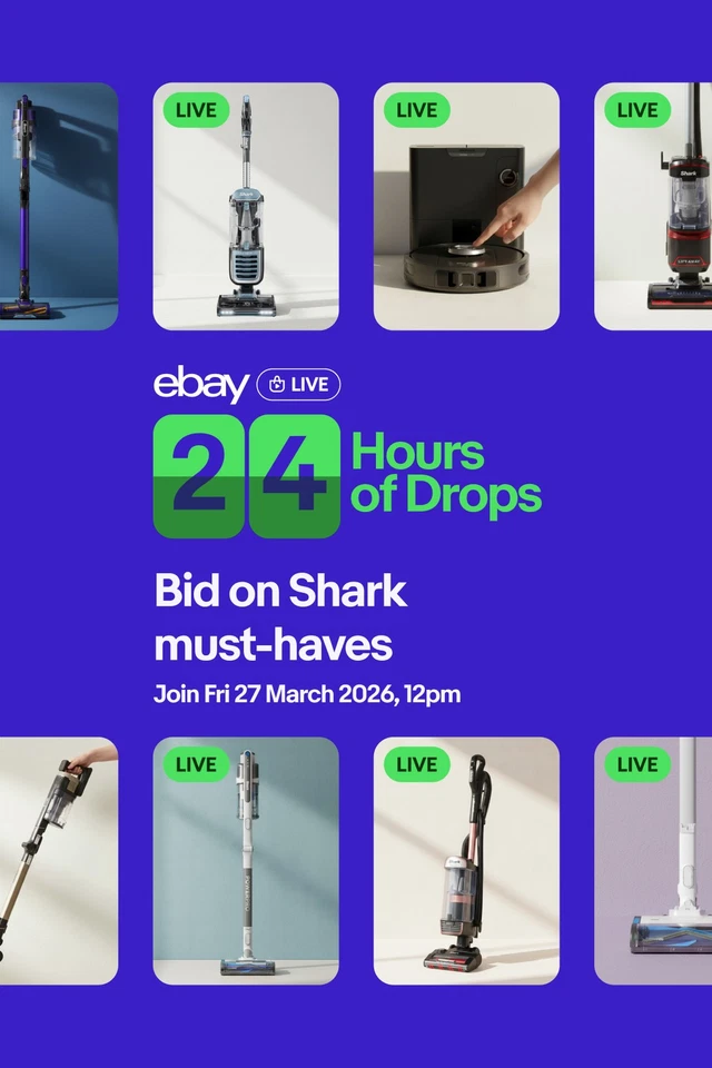 Shark Spring Clean | 20% Flashsales | eBay Live 24 Hours of Drops