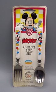 CHEF MICKEY MOUSE *WALT DISNEY* CHILD'S 2 PIECE FORK & SPOON SET MINT CARDED