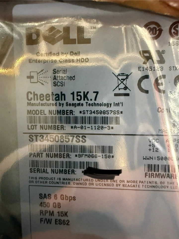 Dell CHEETAH 15k.7 ST3450857SS 450GB 15000RPM 6Gbps 3.5" SAS HDD Hard Drive - Image 3 of 3