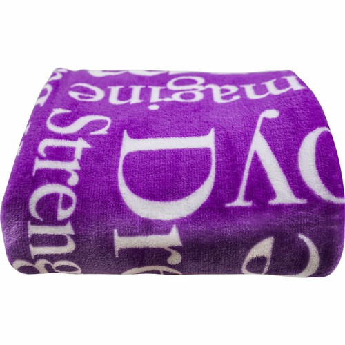 Inspiring Message Plush Blanket 50x60 Positivity Blanket Throw Blanket Purple - Picture 5 of 11