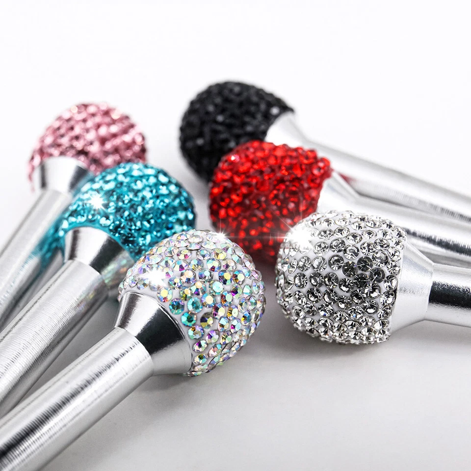 Juego de 2 perillas de pasador de puerta modificadas con bloqueo automático de aleación de aluminio con estrás brillantes para automóvil Foto 3 de 4