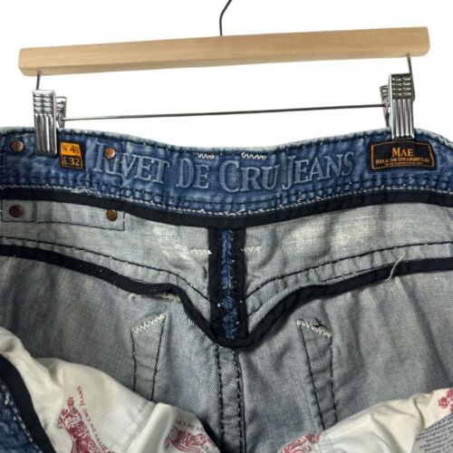 Jeans denim lavaggio leggero effetto invecchiato Rivet De Cru cuciture pesanti tasche posteriori 40x32 - Foto 3 di 12