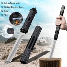 11.4 in Fixed Blade Outdoor Tactical Survival Hunting Pipe Tanto Knife MultiTool
