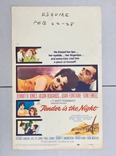 Vintage 1961 Tender is the Night Lobby Card Movie Poster - Esquire 22"x14"