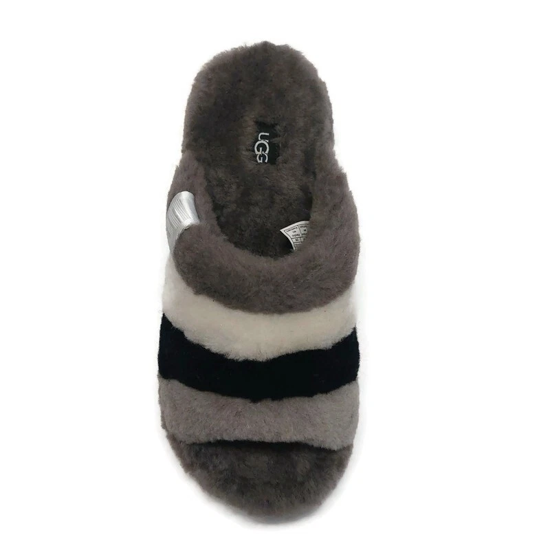 Zapatillas de piel de oveja UGG para hombre talla 4 Fluff You Stripes gris oscuro multicolor Foto 2 de 4