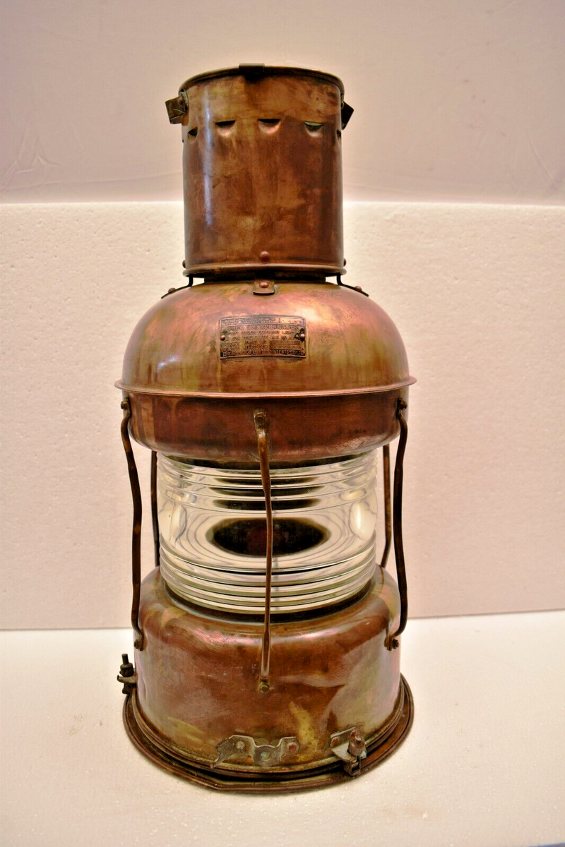 Vintage Nippon Sento Copper Ship Lantern Not Under Command Light