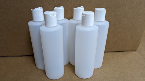 (6 pack) 8 oz plastic shampoo and sauce squeeze bottles with lids