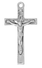 Sterling Silver Cross Jesus Piece Crucifix Pendant Necklace 24 In Chain Pendant
